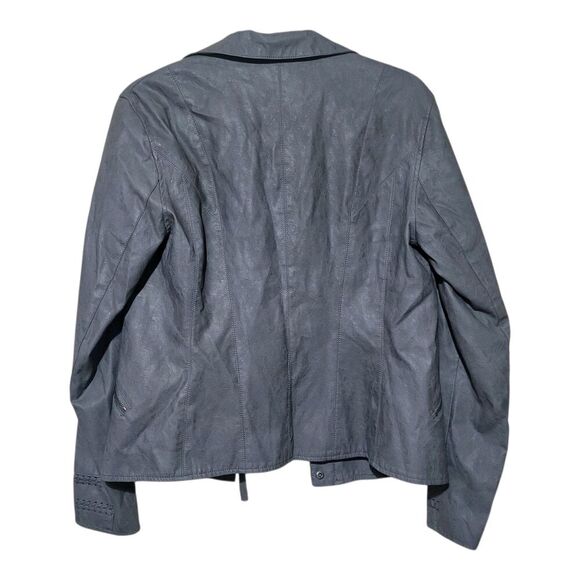 Kut From the Kloth Gray Faux Leather Moto Jacket Women's M NEW- Whipstitch Solid - Picture 10 of 11